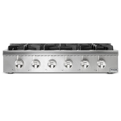 Thor Kitchen 36 in. Liquid Propane Gas Cooktop in Stainless Steel with 6 Burners, HRT3618ULP - Smart Kitchen Lab