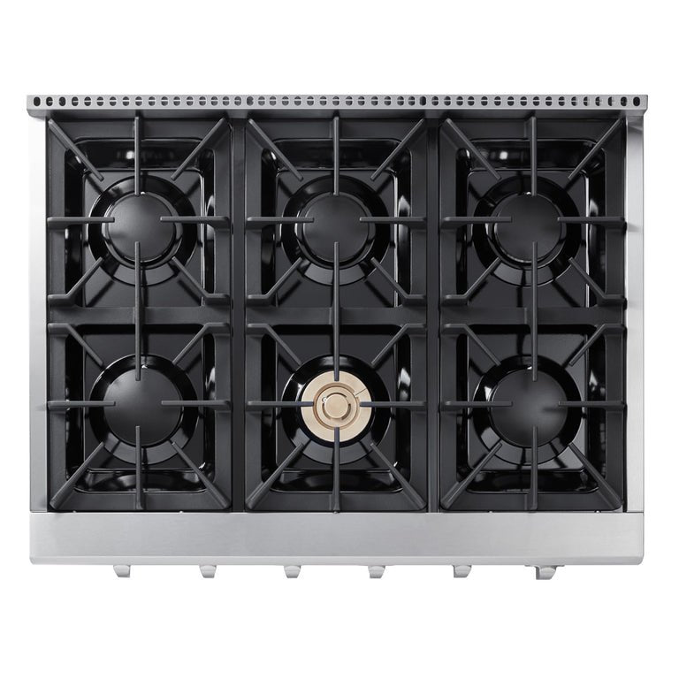 Thor Kitchen 36 in. Liquid Propane Gas Cooktop in Stainless Steel with 6 Burners, HRT3618ULP - Smart Kitchen Lab