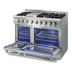 Thor Kitchen 48 in. Propane Gas Burner/Electric Oven 6.7 cu. ft. Range in Stainless Steel, HRD4803ULP - Smart Kitchen Lab
