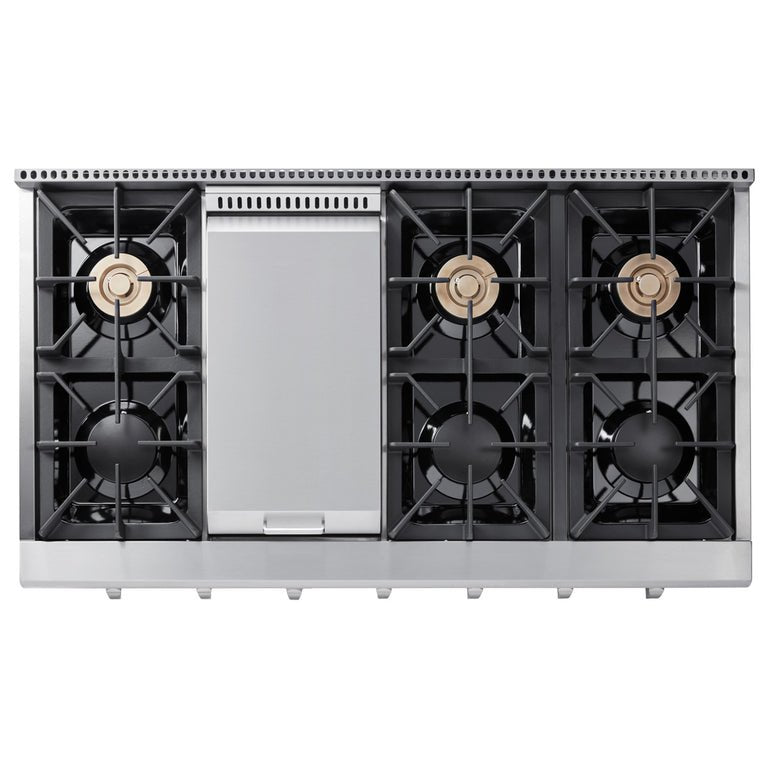 Thor Kitchen 48 inch Gas Professional Rangetop in Stainless Steel, HRT4806U - Smart Kitchen Lab