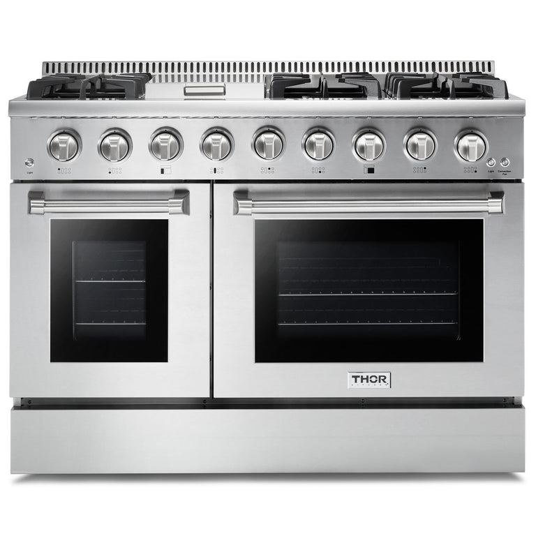 Thor Kitchen 48 inches Standard Professional Appliances 4-Piece: 48 inches Standard Professional Range,Stainless Steel Range Hood,French Door Refrigerator,Dishwasher, AP-48-sd-4 - Smart Kitchen Lab
