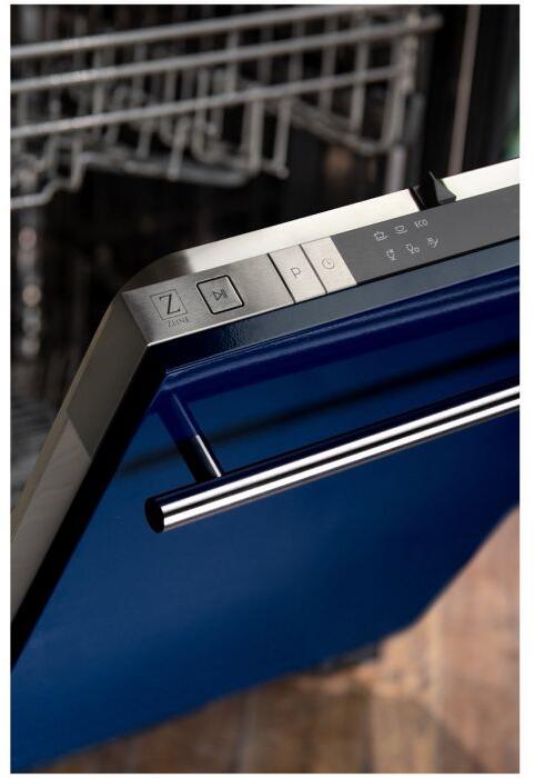 ZLINE 18 in. Top Control Dishwasher in Blue Gloss Stainless Steel with Modern Style Handle, DW-BG-H-18 - Smart Kitchen Lab