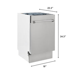 ZLINE 18 in. Top Control Tall Dishwasher in Red Gloss with 3rd Rack, DWV-RG-18 - Smart Kitchen Lab