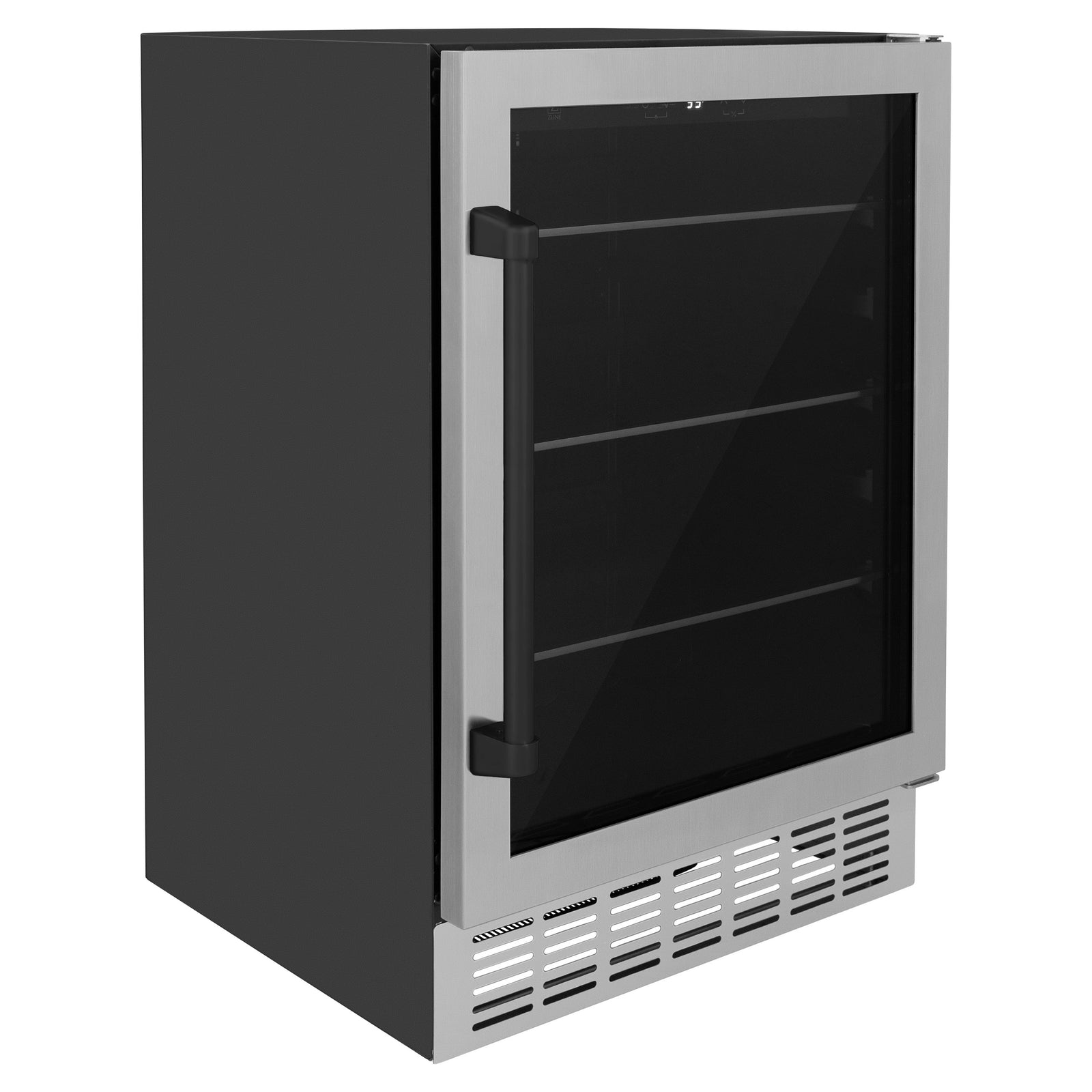 ZLINE 24" Autograph 154 Can Beverage Fridge in Stainless Steel with Black Accents - Monument Series, RBVZ-US-24-MB - Smart Kitchen Lab