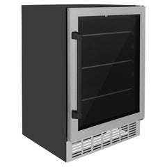 ZLINE 24" Autograph 154 Can Beverage Fridge in Stainless Steel with Black Accents - Monument Series, RBVZ-US-24-MB - Smart Kitchen Lab