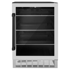 ZLINE 24" Autograph 154 Can Beverage Fridge in Stainless Steel with Black Accents - Monument Series, RBVZ-US-24-MB - Smart Kitchen Lab