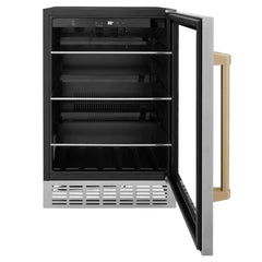 ZLINE 24" Autograph 154 Can Beverage Fridge in Stainless Steel with Champagne Bronze Accents - Monument Series, RBVZ-US-24-CB - Smart Kitchen Lab