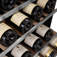 ZLINE 24" Autograph Dual Zone 44-Bottle Wine Cooler in Stainless Steel with Gold Accents, RWVZ-UD-24-G - Smart Kitchen Lab