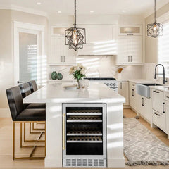ZLINE 24" Autograph Dual Zone 44-Bottle Wine Cooler in Stainless Steel with Gold Accents, RWVZ-UD-24-G - Smart Kitchen Lab