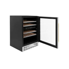 ZLINE 24" Autograph Dual Zone 44-Bottle Wine Cooler in Stainless Steel with Gold Accents, RWVZ-UD-24-G - Smart Kitchen Lab