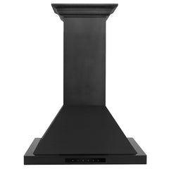 ZLINE 24 in. Convertible Vent Wall Mount Range Hood in Black Stainless Steel with Crown Molding, BSKBNCRN-24 - Smart Kitchen Lab