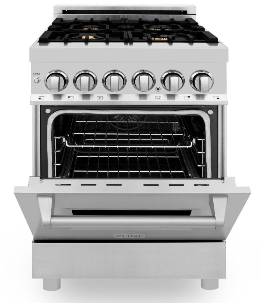 ZLINE 24 in. Professional Gas Burner/Electric Oven Stainless Steel Range with Brass Burners, RA-BR-24 - Smart Kitchen Lab