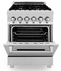 ZLINE 24 in. Professional Gas Burner/Electric Oven Stainless Steel Range with Brass Burners, RA-BR-24 - Smart Kitchen Lab