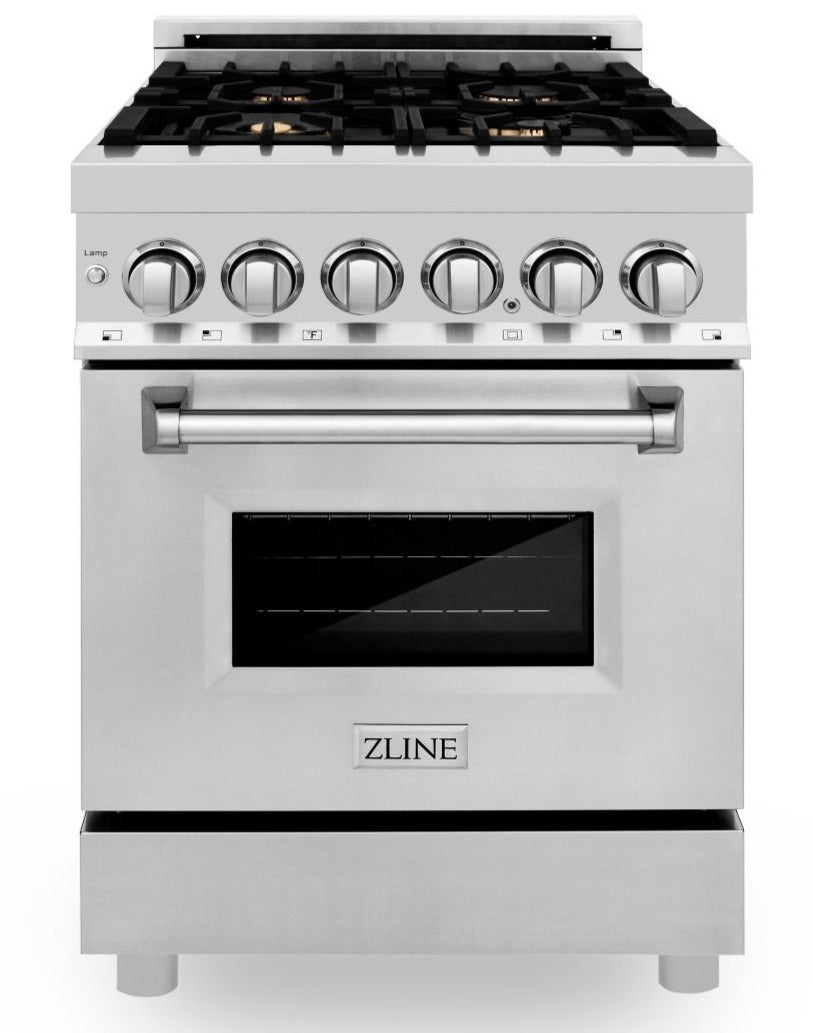 ZLINE 24 in. Professional Gas Burner/Electric Oven Stainless Steel Range with Brass Burners, RA-BR-24 - Smart Kitchen Lab