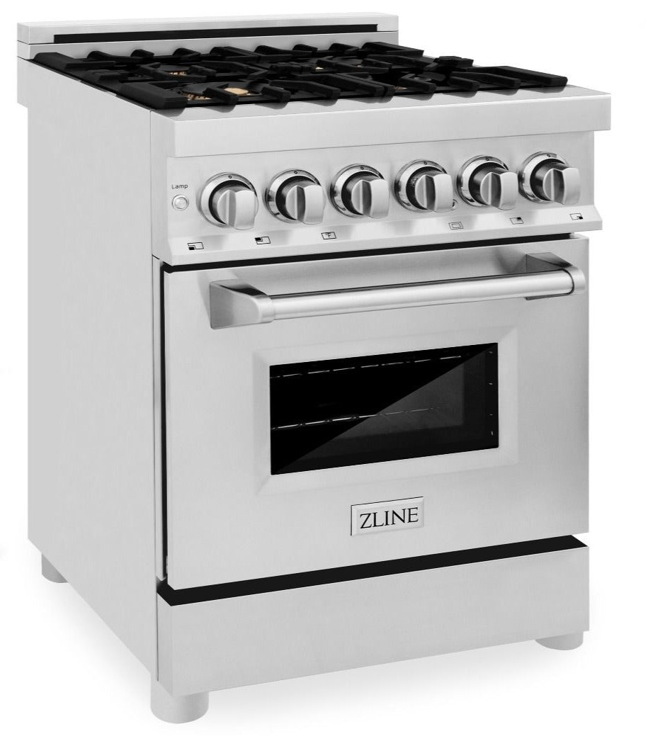 ZLINE 24 in. Professional Gas Burner/Electric Oven Stainless Steel Range with Brass Burners, RA-BR-24 - Smart Kitchen Lab