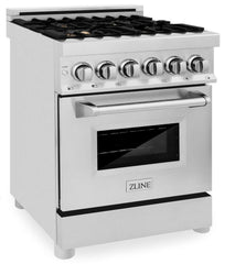 ZLINE 24 in. Professional Gas Burner/Electric Oven Stainless Steel Range with Brass Burners, RA-BR-24 - Smart Kitchen Lab