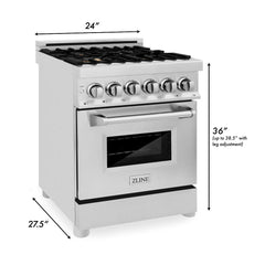 ZLINE 24 in. Professional Gas Burner/Electric Oven Stainless Steel Range with Brass Burners, RA-BR-24 - Smart Kitchen Lab