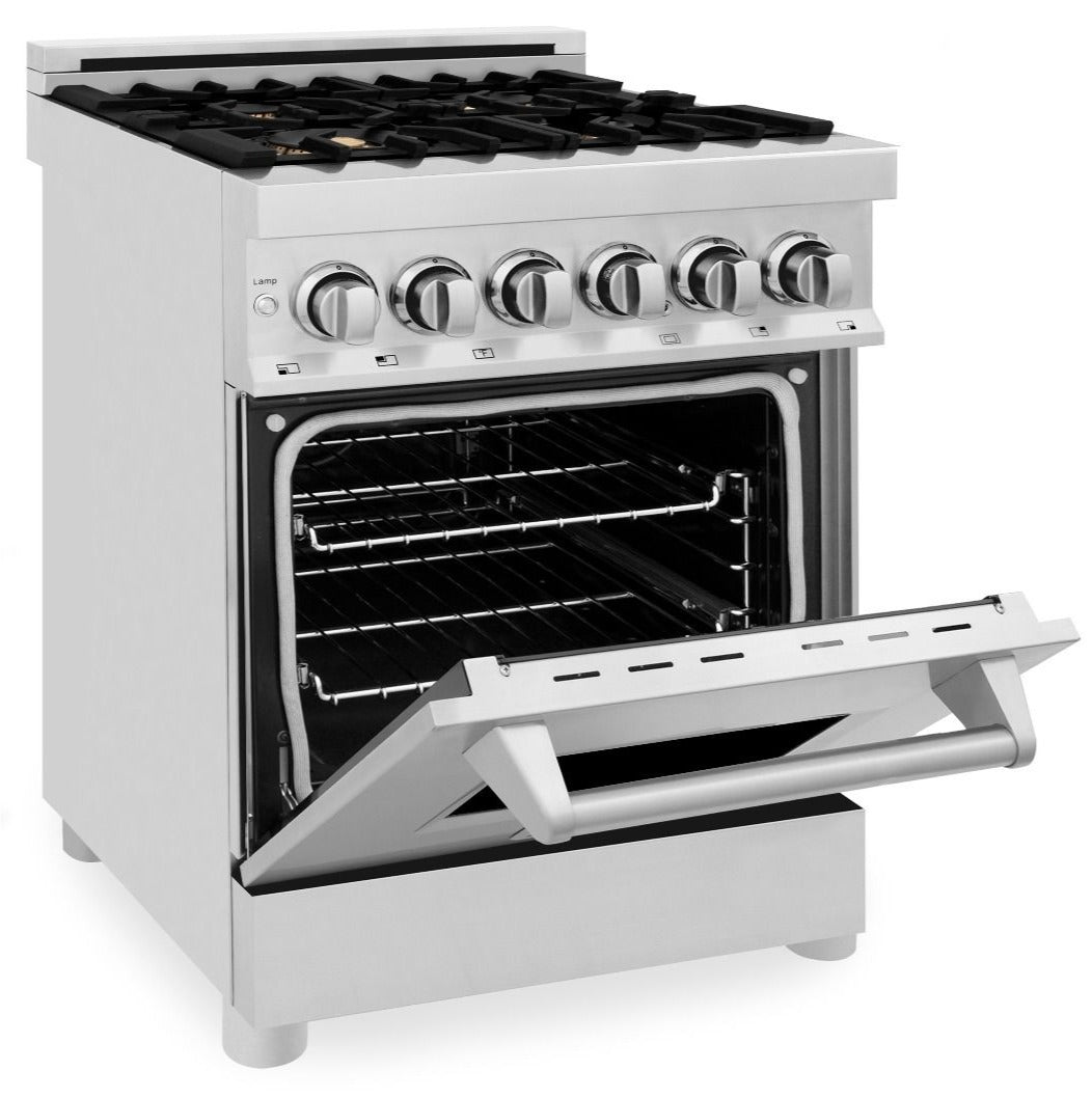 ZLINE 24 in. Professional Gas Burner/Electric Oven Stainless Steel Range with Brass Burners, RA-BR-24 - Smart Kitchen Lab