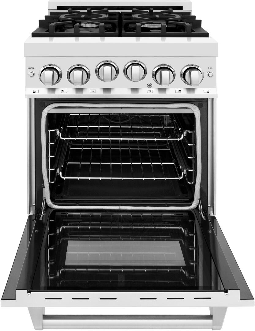 ZLINE 24 In. Professional Gas Range In Stainless Steel With Black Matte Door, RG-BLM-24 - Smart Kitchen Lab