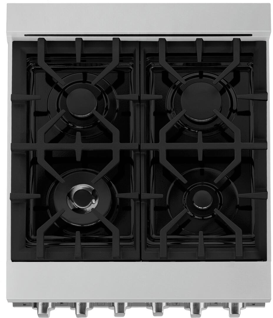 ZLINE 24 In. Professional Gas Range In Stainless Steel With Black Matte Door, RG-BLM-24 - Smart Kitchen Lab