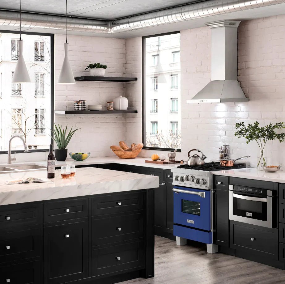 ZLINE 24 In. Professional Gas Range In Stainless Steel With Blue Matte Door, RG-BM-24 - Smart Kitchen Lab