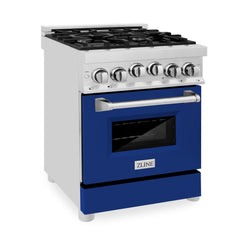 ZLINE 24 Inch 2.8 cu. ft. Range with Gas Stove and Gas Oven in Stainless Steel and Blue Gloss Door, RG-BG-24 - Smart Kitchen Lab