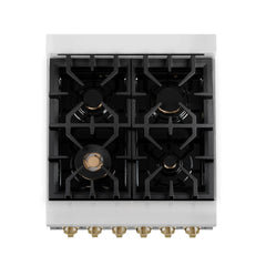 ZLINE 24 Inch Autograph Edition Gas Range in Stainless Steel with Champagne Bronze Accents, RGZ-24-CB - Smart Kitchen Lab
