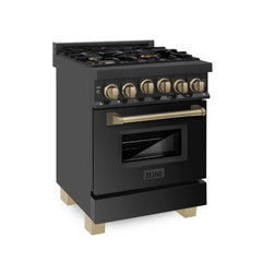 ZLINE 24 Inch Autograph Edition Gas Range in Stainless Steel with Champagne Bronze Accents, RGZ-24-CB - Smart Kitchen Lab