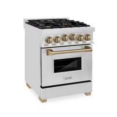 ZLINE 24 Inch Autograph Edition Gas Range in Stainless Steel with Champagne Bronze Accents, RGZ-24-CB - Smart Kitchen Lab