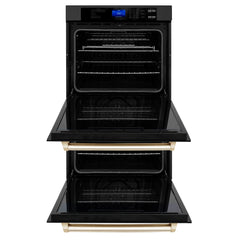 ZLINE 30 In. Autograph Edition Double Wall Oven with Self Clean and True Convection in Black Stainless Steel and Gold, AWDZ-30-BS-G - Smart Kitchen Lab