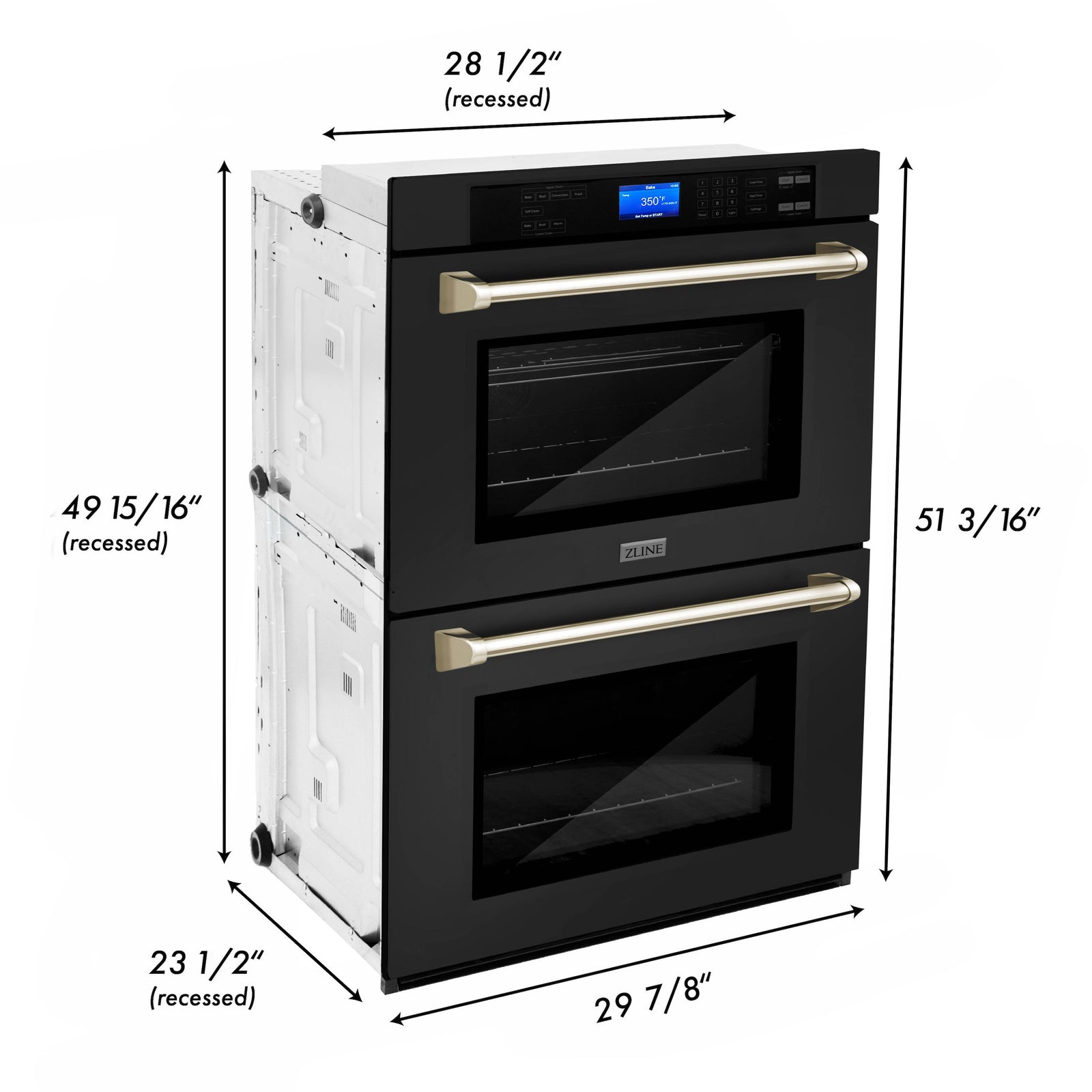 ZLINE 30 In. Autograph Edition Double Wall Oven with Self Clean and True Convection in Black Stainless Steel and Gold, AWDZ-30-BS-G - Smart Kitchen Lab
