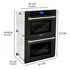 ZLINE 30 In. Autograph Edition Double Wall Oven with Self Clean and True Convection in Black Stainless Steel and Gold, AWDZ-30-BS-G - Smart Kitchen Lab