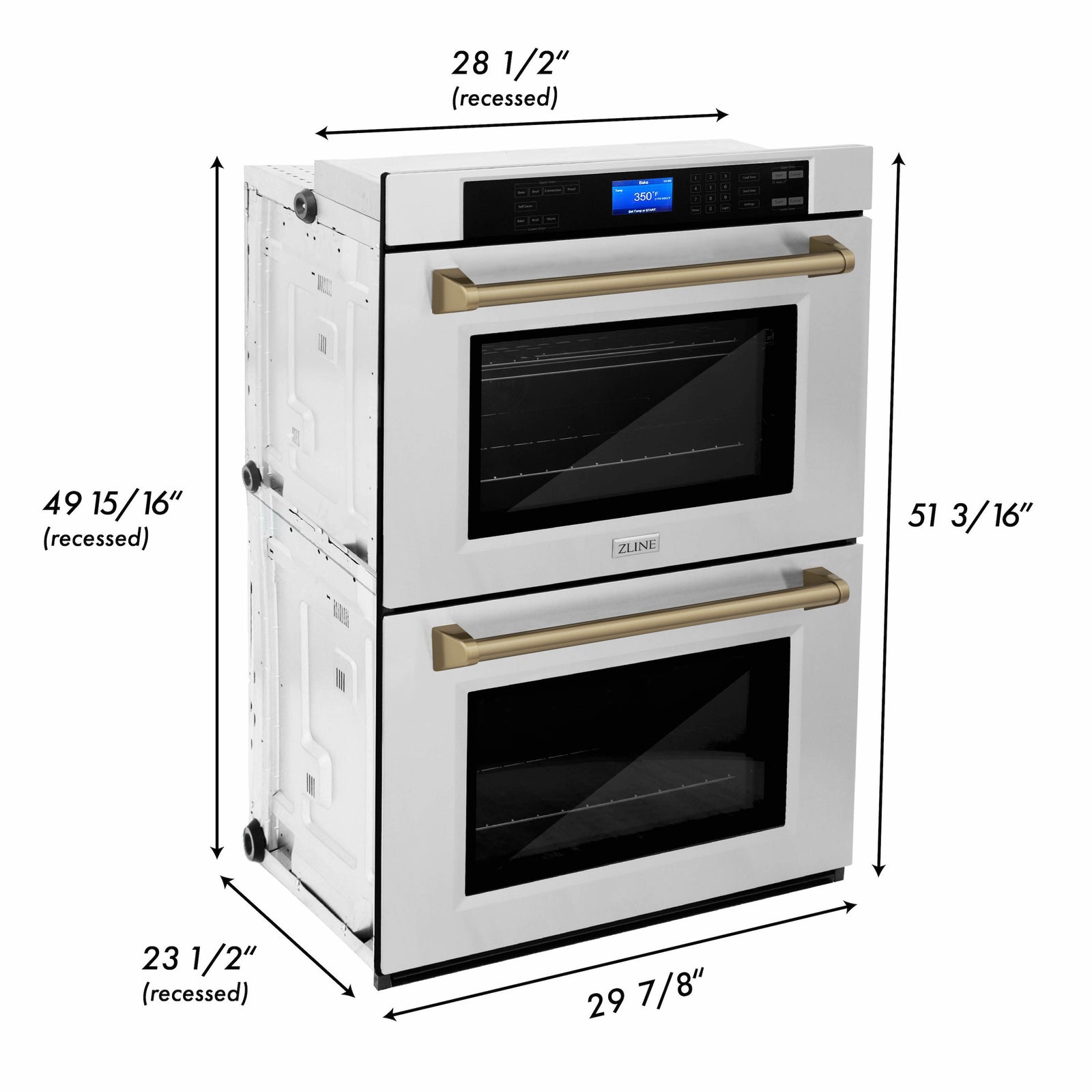 ZLINE 30 In. Autograph Edition Double Wall Oven with Self Clean and True Convection in Stainless Steel and Champagne Bronze, AWDZ-30-CB - Smart Kitchen Lab