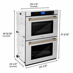 ZLINE 30 In. Autograph Edition Double Wall Oven with Self Clean and True Convection in Stainless Steel and Champagne Bronze, AWDZ-30-CB - Smart Kitchen Lab