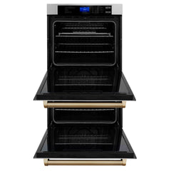 ZLINE 30 In. Autograph Edition Double Wall Oven with Self Clean and True Convection in Stainless Steel and Champagne Bronze, AWDZ-30-CB - Smart Kitchen Lab