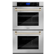 ZLINE 30 In. Autograph Edition Double Wall Oven with Self Clean and True Convection in Stainless Steel and Gold, AWDZ-30-G - Smart Kitchen Lab