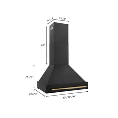 ZLINE 30 in. Autograph Edition in Black Stainless Steel Range Hood with Champagne Bronze Handle, BS655Z-30-CB - Smart Kitchen Lab