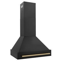 ZLINE 30 in. Autograph Edition in Black Stainless Steel Range Hood with Champagne Bronze Handle, BS655Z-30-CB - Smart Kitchen Lab