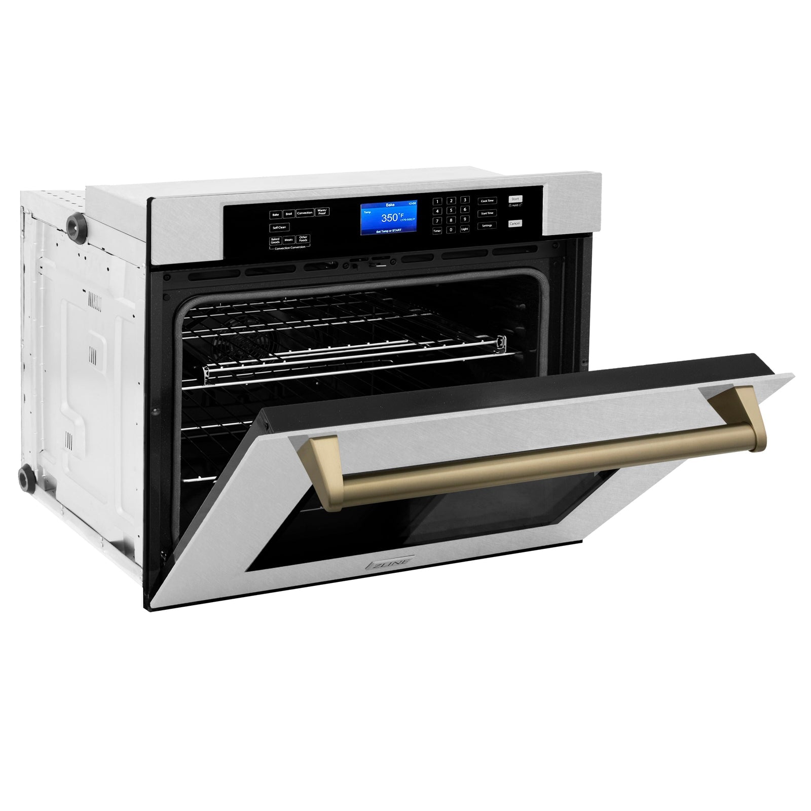 ZLINE 30 In. Autograph Edition Single Wall Oven with Self Clean and True Convection in DuraSnow® Stainless Steel and Champagne Bronze, AWSSZ-30-CB - Smart Kitchen Lab