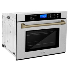 ZLINE 30 In. Autograph Edition Single Wall Oven with Self Clean and True Convection in DuraSnow® Stainless Steel and Champagne Bronze, AWSSZ-30-CB - Smart Kitchen Lab