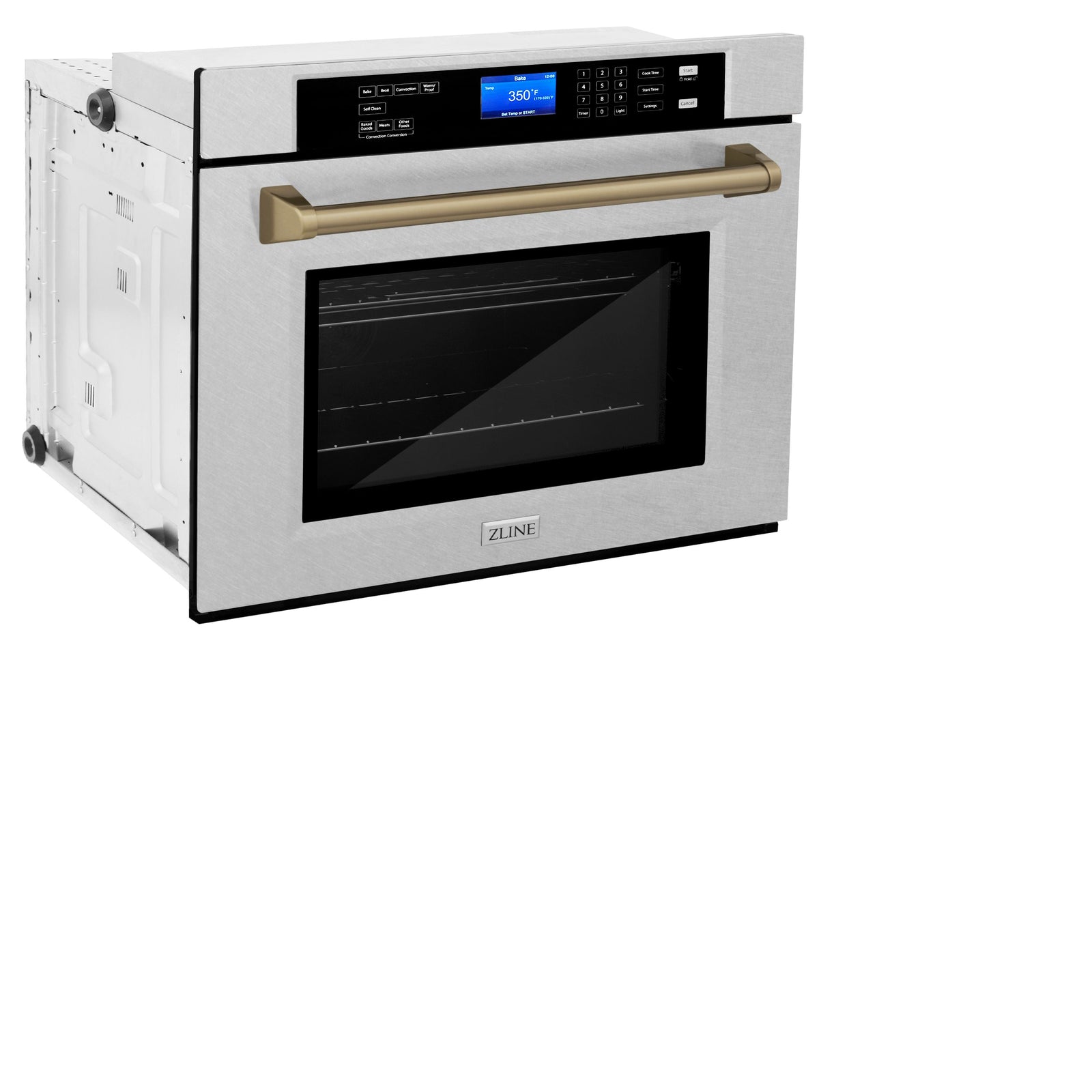 ZLINE 30 In. Autograph Edition Single Wall Oven with Self Clean and True Convection in DuraSnow® Stainless Steel and Champagne Bronze, AWSSZ-30-CB - Smart Kitchen Lab