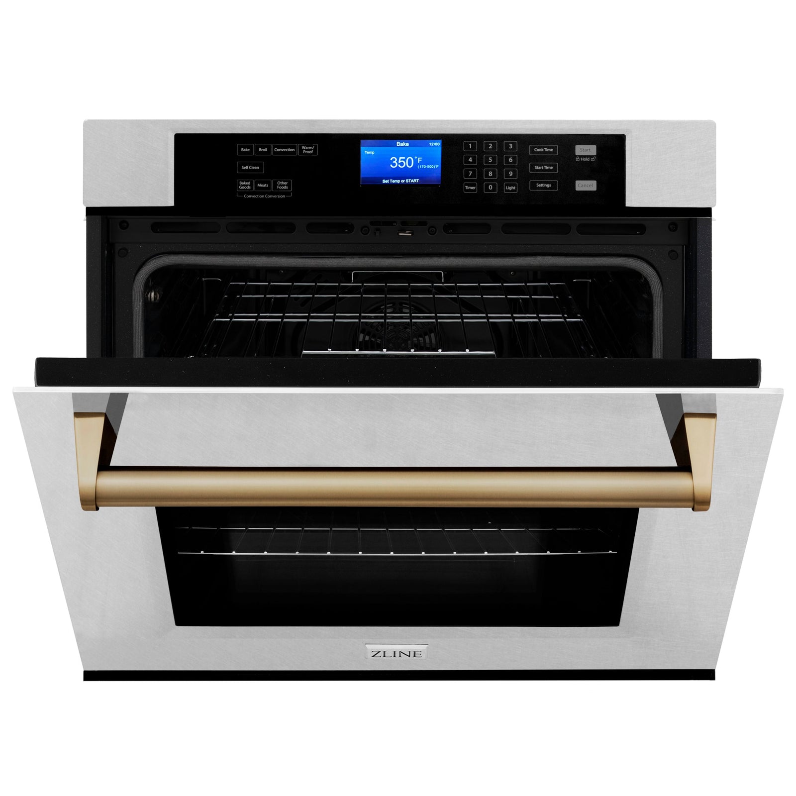 ZLINE 30 In. Autograph Edition Single Wall Oven with Self Clean and True Convection in DuraSnow® Stainless Steel and Champagne Bronze, AWSSZ-30-CB - Smart Kitchen Lab