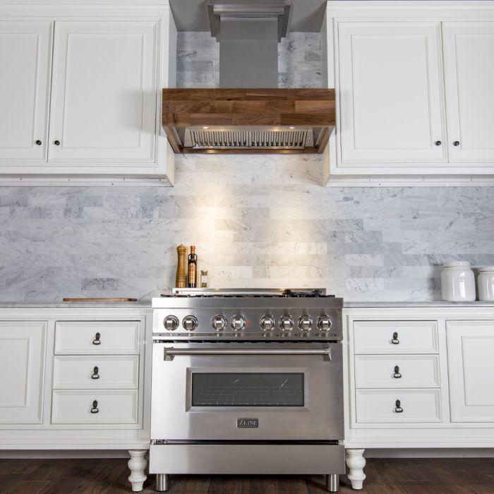 ZLINE 30 In. Convertible Designer Series Wooden Wall Mount Range Hood in Butcher Block, 681W-30 - Smart Kitchen Lab