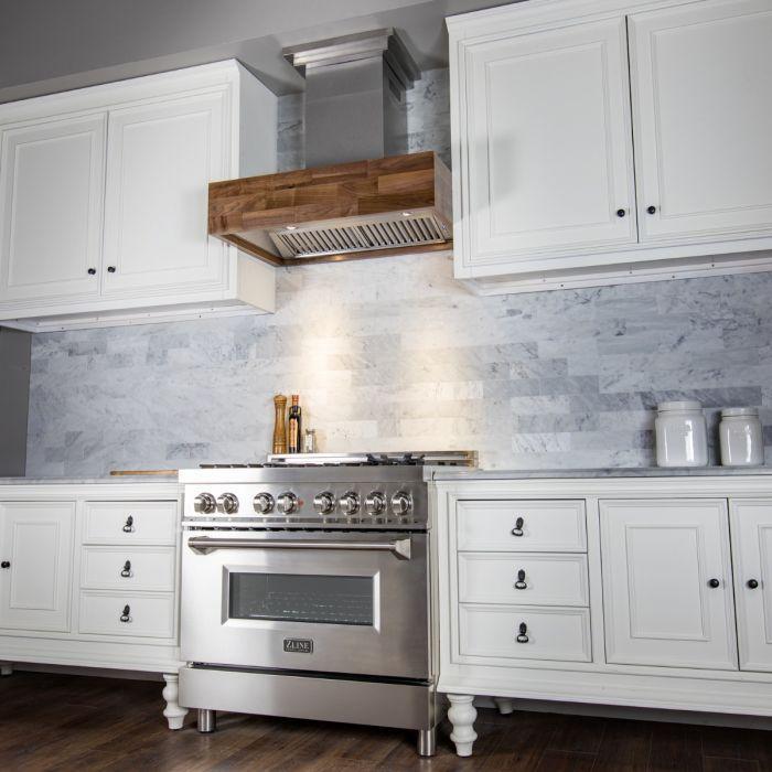 ZLINE 30 In. Convertible Designer Series Wooden Wall Mount Range Hood in Butcher Block, 681W-30 - Smart Kitchen Lab