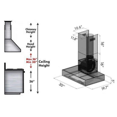 ZLINE 30 In. Convertible Professional Wall Mount Range Hood in Stainless Steel, KECOM-30 - Smart Kitchen Lab