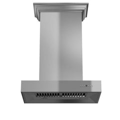 ZLINE 30 In. Convertible Professional Wall Mount Range Hood in Stainless Steel with Crown Molding, KECOMCRN-30 - Smart Kitchen Lab