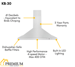 ZLINE 30 in. Convertible Vent Wall Mount Range Hood in Stainless Steel, KB-30 - Smart Kitchen Lab