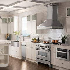 ZLINE 30 in. Designer Series Ducted Wall Mount Range Hood in DuraSnow® Stainless Steel with Mirror Accents, 655MR-30 - Smart Kitchen Lab