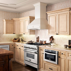 ZLINE 30 in. Designer Wooden Wall Mount Range Hood in White, 321TT-30 - Smart Kitchen Lab