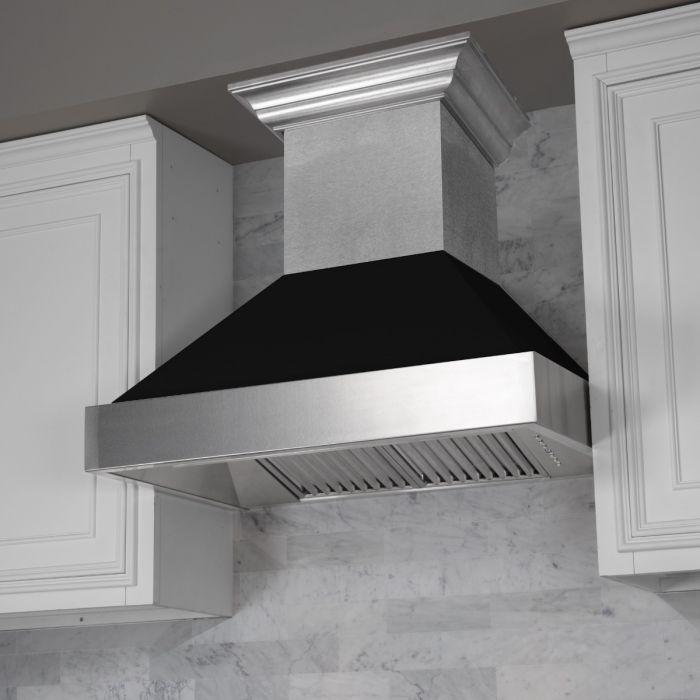 ZLINE 30 in. Ducted DuraSnow® Stainless Steel Range Hood with Black Matte Shell, 8654BLM-30 - Smart Kitchen Lab